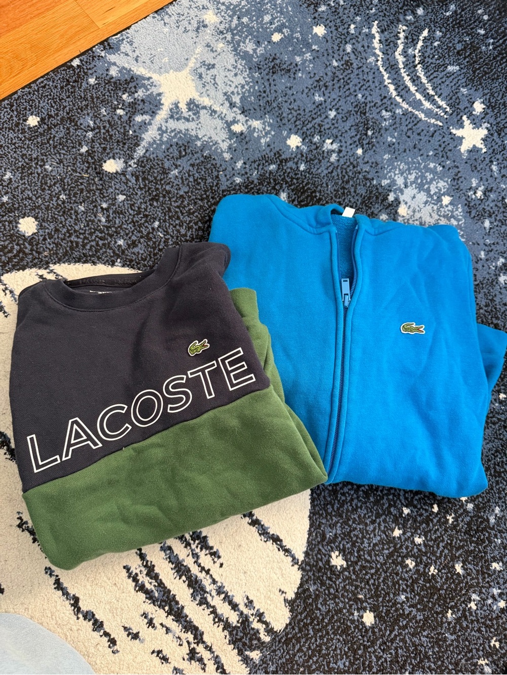 Lacoste Black & Green Colorblock Crewneck with Bright Blue Zip Jacket
